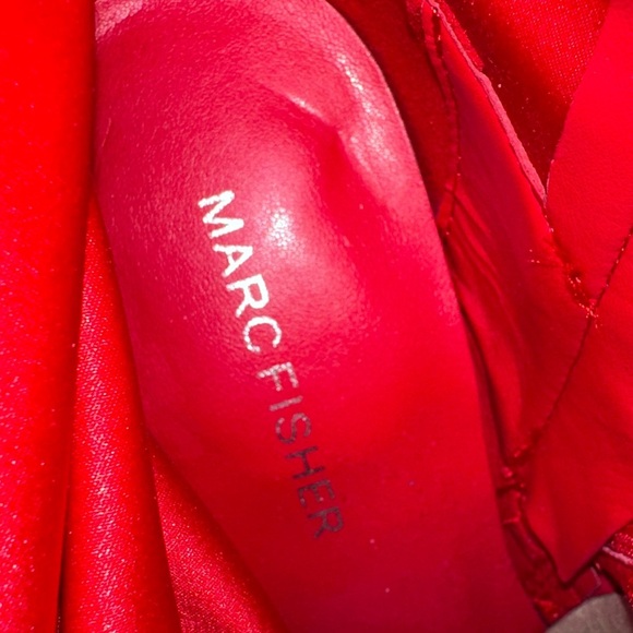 Marc Fisher Red Ankle Boots Sleek Minimalist Design NWOT - Picture 11 of 11